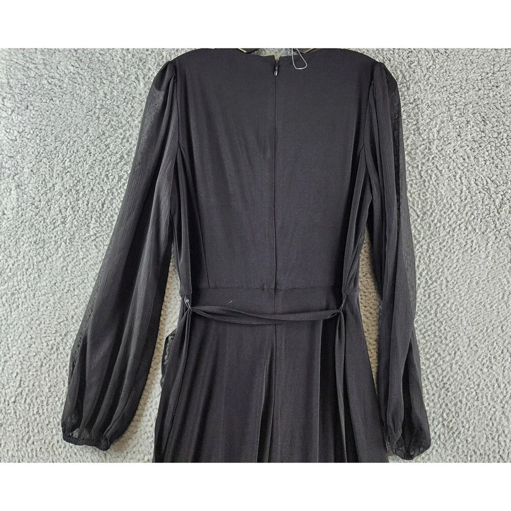 Tommy Hilfiger Jersey Stretch Chiffon Long Sleeve Dress Women's 8 Black Back Zip - Picture 15 of 15